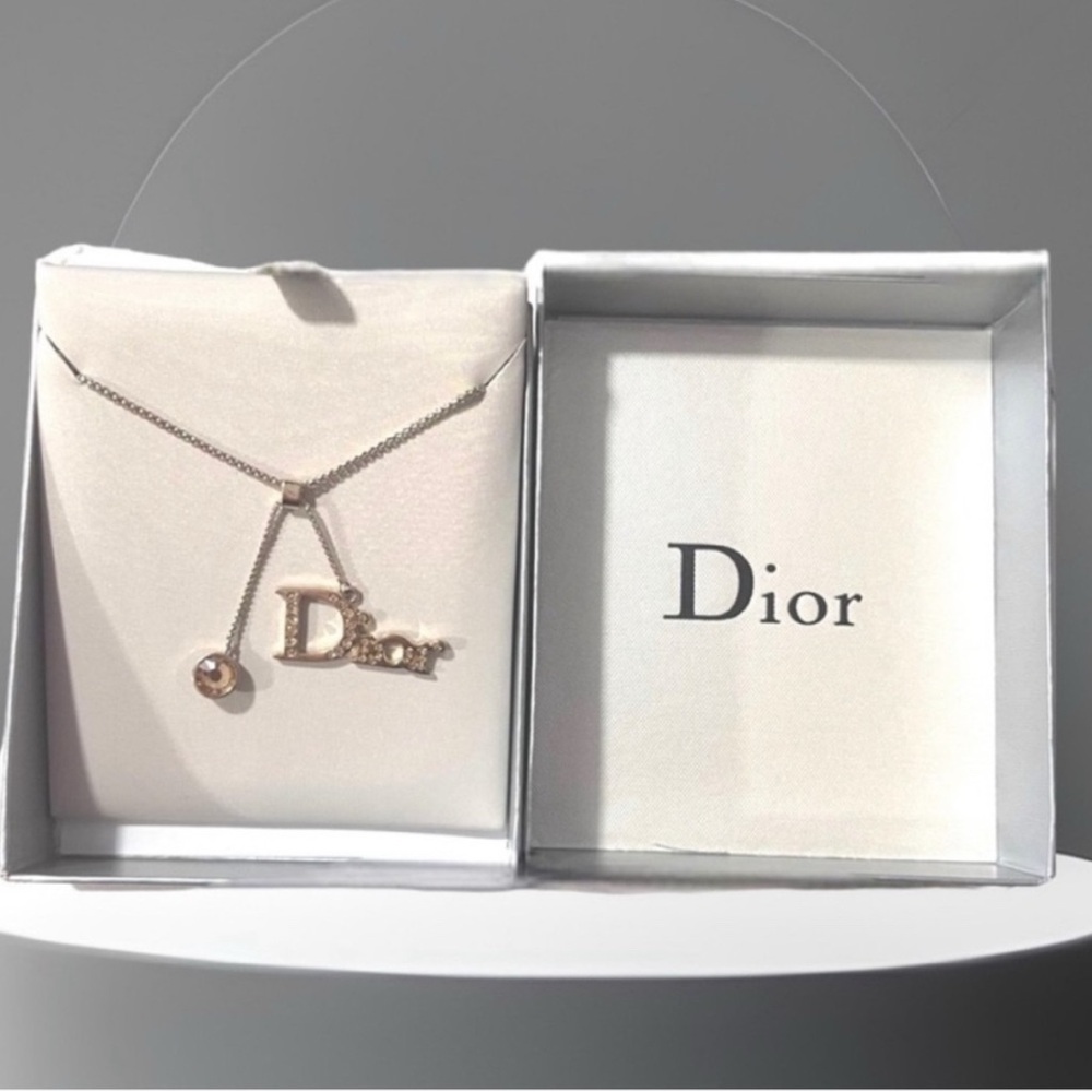 Dior Gold-Tone Logo With Amber Rhinestones Bracelet